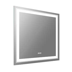 36 in. W x 36 in. H Rectangular Frameless Dimmable LED Light Anti-Fog Wall Bathroom Vanity Mirror Super Bright