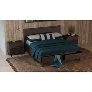 Modrest Roger Mid-century Brown Wood Frame Queen Platform Bed