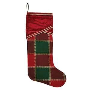 20 in. Cotton/Viscose Tristan Cherry Red Traditional Christmas Decor Stocking