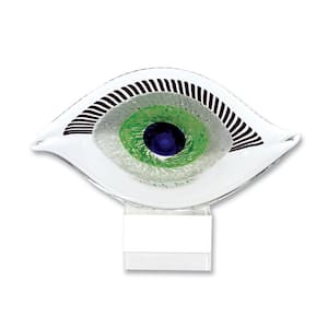 Visionary Good Luck Murano Style Art Glass Eye 7.5 in. H x 10 in. L Abstract Centerpiece