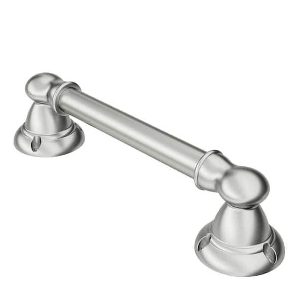 MOEN Banbury 9 in. x 0.875 in. Grab Bar with Press and Mark in Brushed Nickel