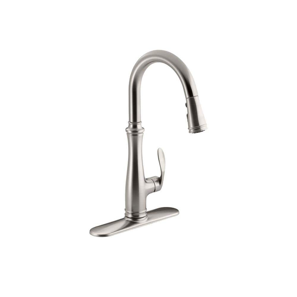 Vibrant Stainless Steel Pull-Down Kitchen Faucet with Spray