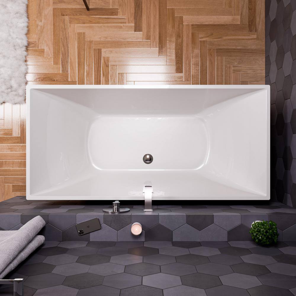 67'' White Acrylic Freestanding Soaking Bathtub