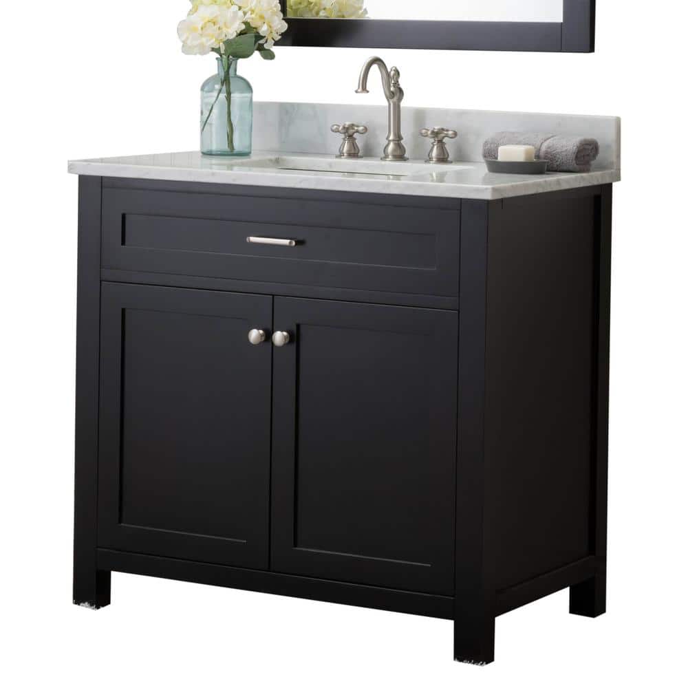 Redmond 36 in. W x 34.2 in. H Bath Vanity in Espresso with Marble Vanity Top in White with White Basin price history on PriceWatchPro