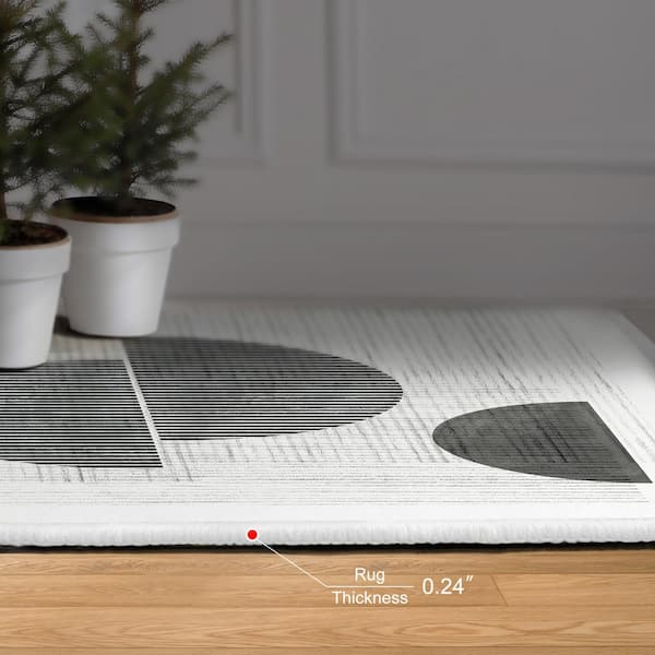Grey Retro 8 ft. x 10 ft. Modern Washable Geometric Art Area Rug