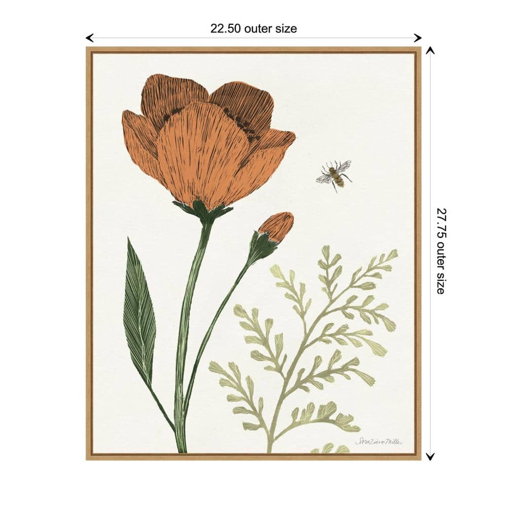 Springtime Floral Canvas Print with Light Brown Frame