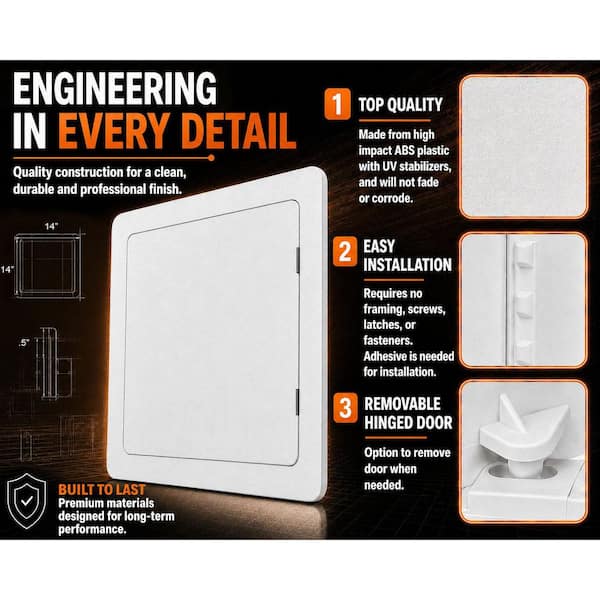 Morvat 14 in. x 14 in. Plastic Drywall Access Panel, White MOR-PAP