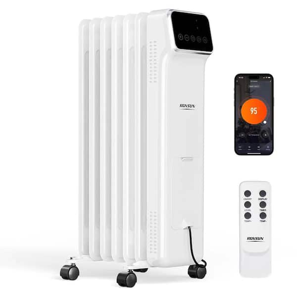 1500-Watt White Indoor Electric Oil-Filled Radiator Space Heater with WIFI Function
