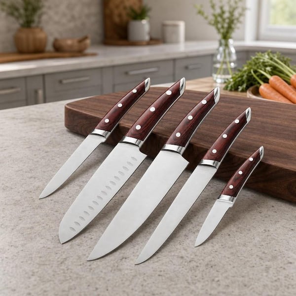 調理器具 Set of 5 knifes Numhew 5-Piece Stainless Steel Japanese Knife Set with Elegant Red