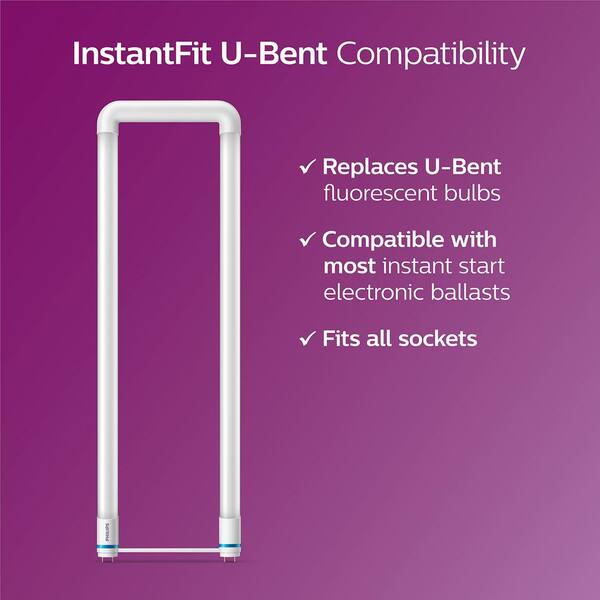 Philips 32-Watt Equivalent Linear T8 U-Bend InstantFit LED Tube Light Bulb Bright White (3000K) (1-bulb) Philips 32-Watt Equivalent Linear T8 U-Bend InstantFit LED Tube Light Bulb Bright White (3000K) (1-bulb)