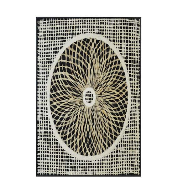 HomeRoots Mariana Black and White Fabric and Paper Shadow Wooden Decor