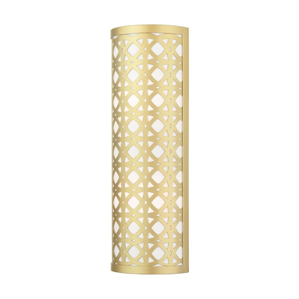 Soft Gold Steel Cylinder Wall Mount Sconce with Latticework