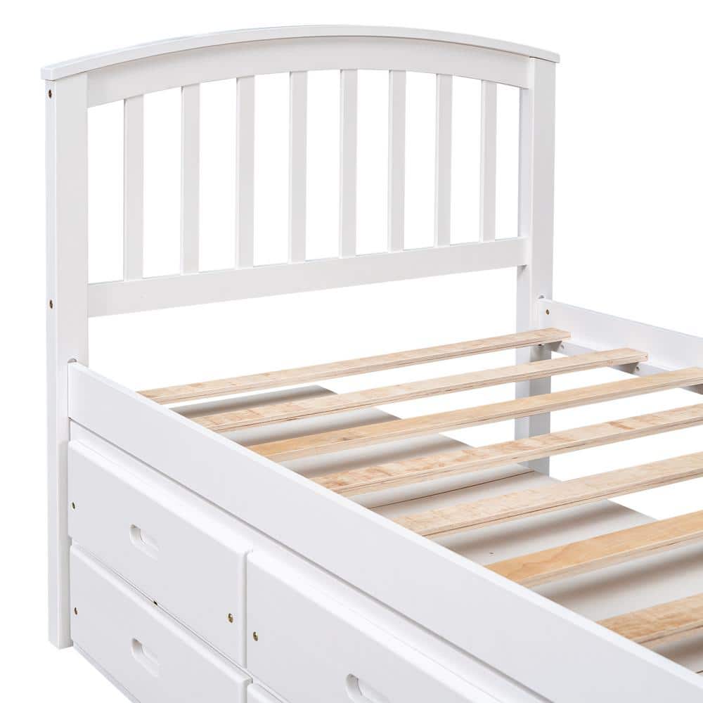 Walnut Twin Size Platform Storage Solid Wood Bed with 6-Drawers - thumbnail 5