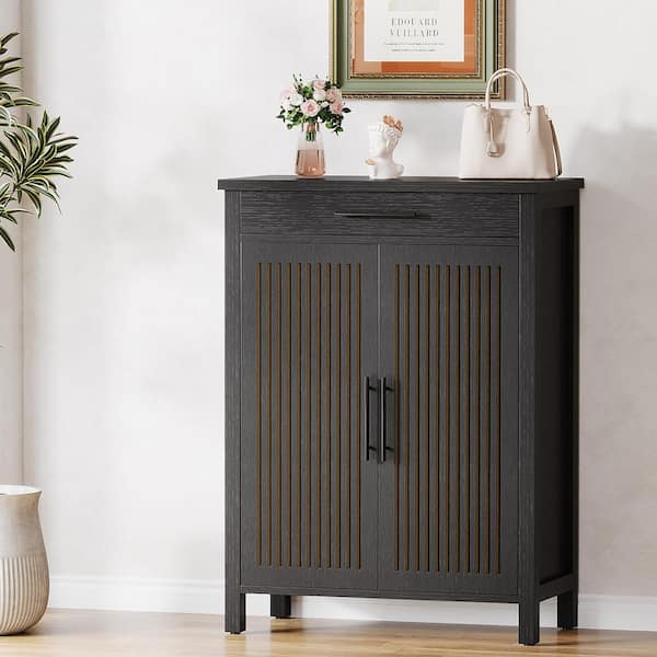 BYBLIGHT 43 in. H x 32 in. W Black Wood Shoe Storage Cabinet with BYBLIGHT 43 in. H x 32 in. W Black Wood Shoe Storage Cabinet with