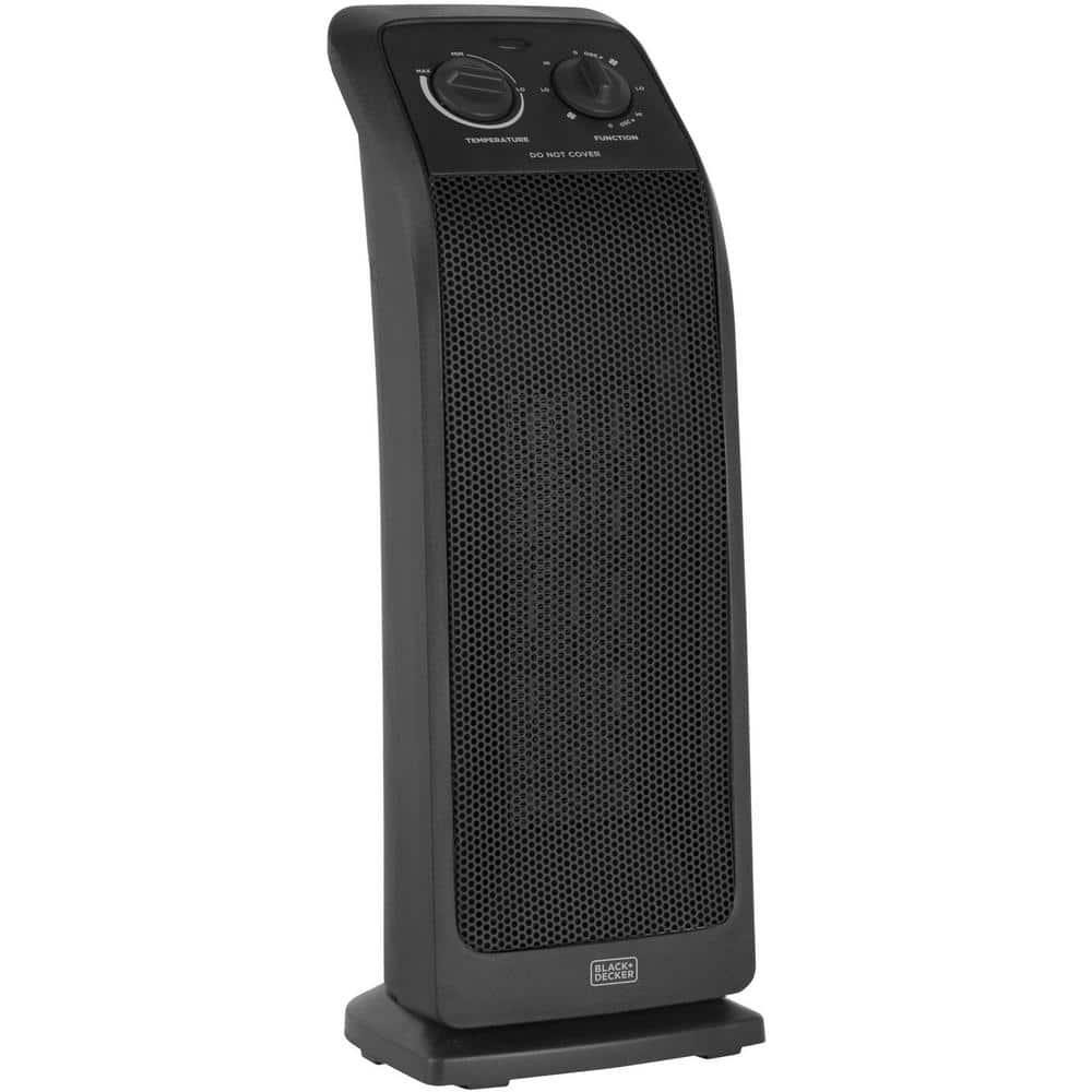 Black Ceramic Electric Tower Heater with Adjustable Thermostat