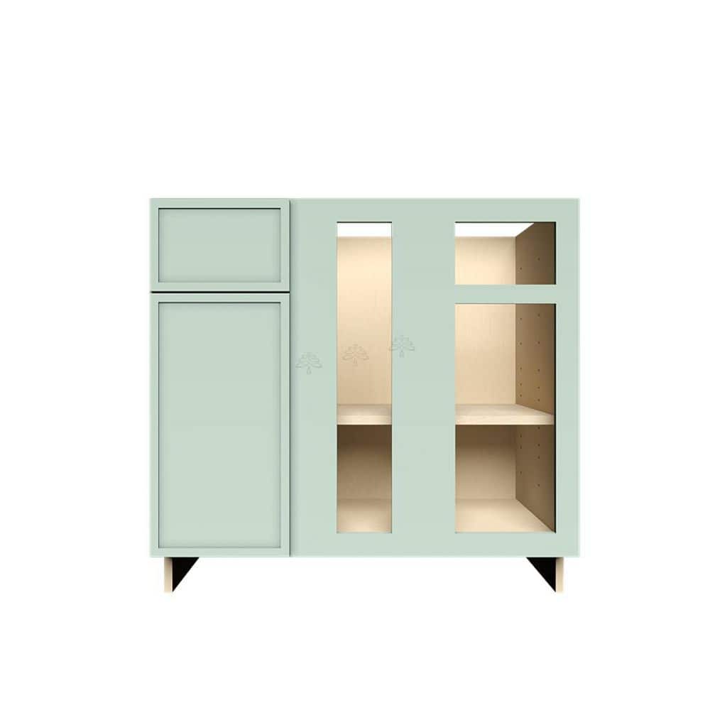 Slim Shaker Assembled 36 in. W x 34.5 in. H x 24 in. D Blind Corner Base Kitchen Cabinet in Green