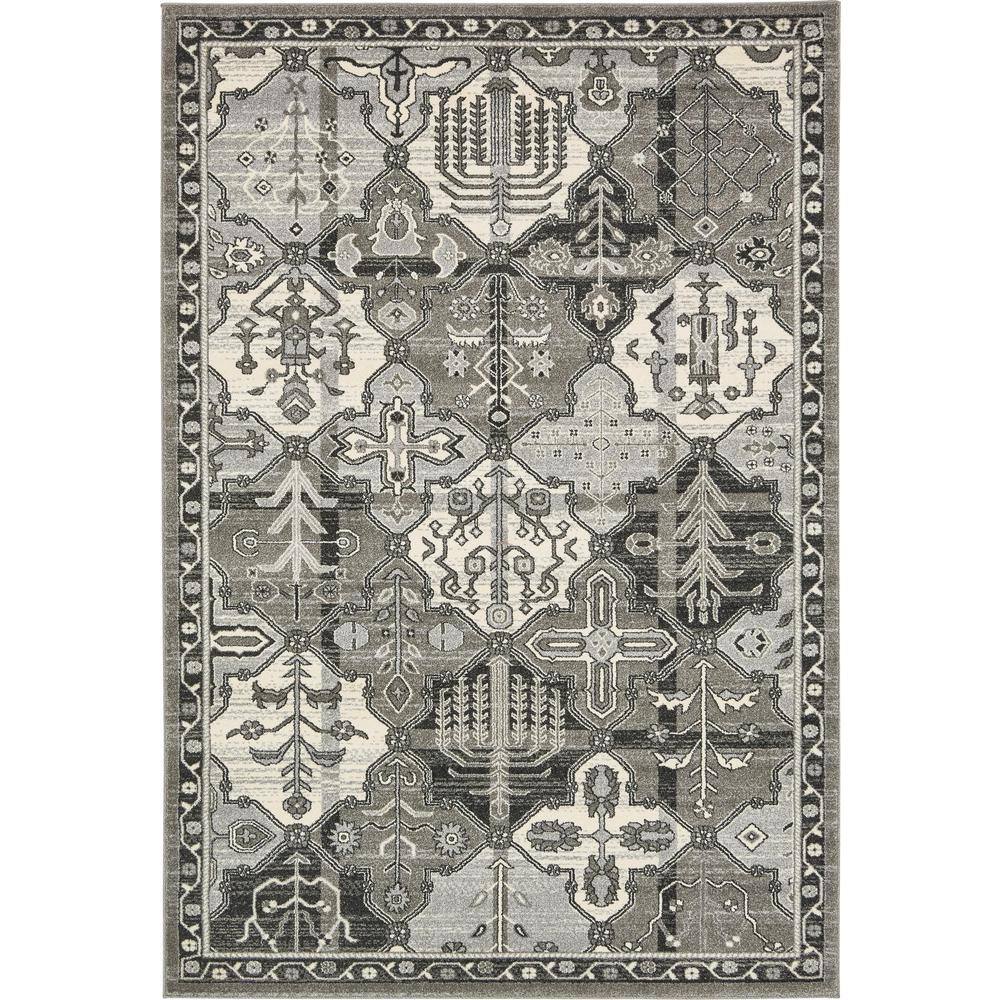 Miranda Gray Geometric 6'x9' Easy-Care Synthetic Area Rug