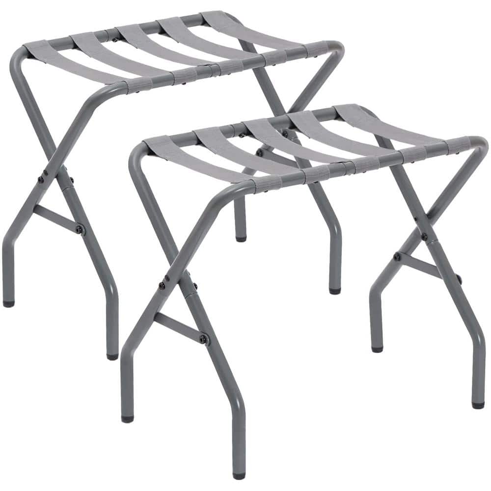 Gray Foldable Suitcase Stands, Metal Luggage Rack for Guest Room, Bedroom a