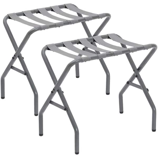 Angel Sar Gray Foldable Suitcase Stands, Metal Luggage Rack for Guest Room, Bedroom and Hotel (2-Pack)
