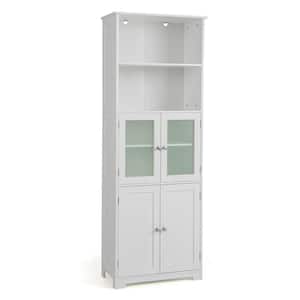 23.5 in. W x 12 in. D x 64 in. H White MDF Freestanding Bathroom Linen Cabinet Floor Cabinet with Adjustable Shelves