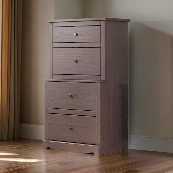 Gray and Bronze 4-Drawers 28 in. Chest of Drawers Dresser Without Mirror