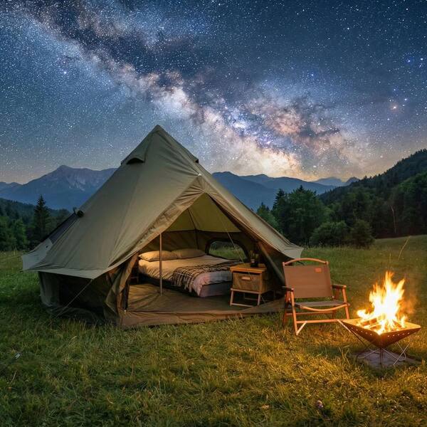 IMAGACFUN 4-Season 8-Person Waterproof Green 13.1 ft. Bell Tent