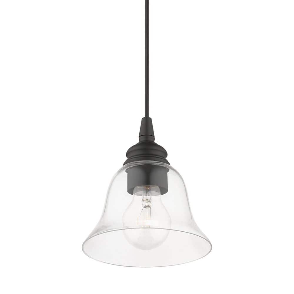 Black Hand-Blown Glass 1-Light Pendant for Indoor/Outdoor Use