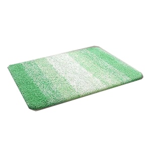 30 in. x 20 in. Green Stripe Microfiber Rectangular Shaggy Bath Rugs