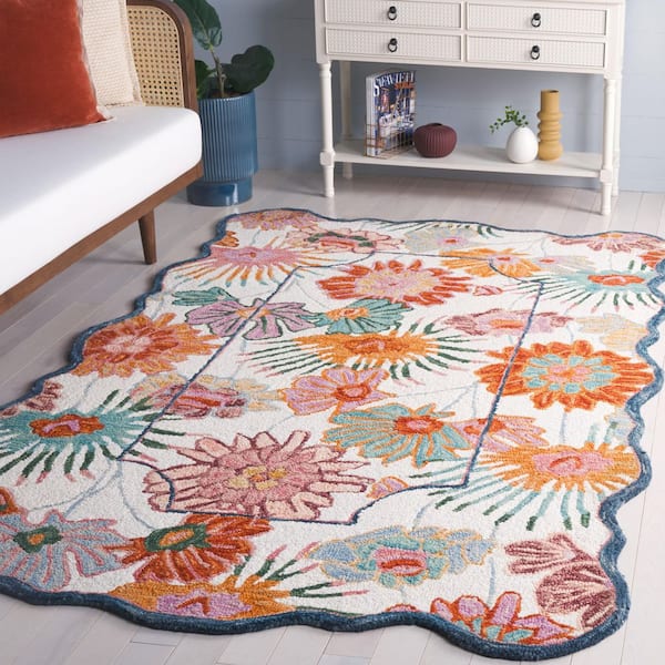 Jardin 6 ft. x 9 ft. Ivory/Rust Floral Border Area Rug