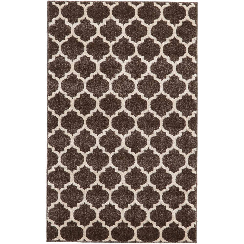 Chocolate Brown & Beige Trellis Reversible Washable Rug