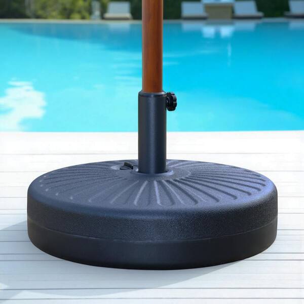 Maypex 46 lbs. Round Water Filled Plastic Patio Umbrella Base in Black