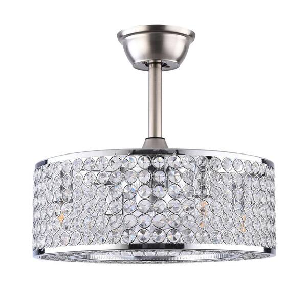 OUKANING 18 in. Modern Stylish Indoor Silver Crystal Lampshade Ceiling