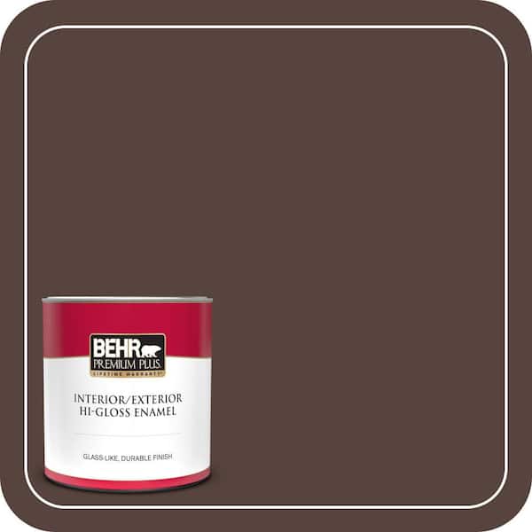 BEHR PREMIUM PLUS 1 qt. #PPF-51 Dark Walnut Hi-Gloss Enamel Interior/Exterior Paint & Primer