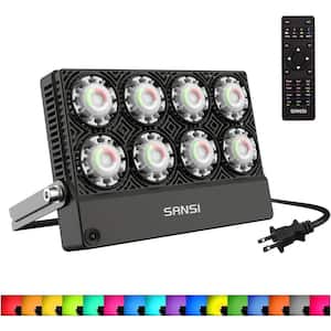 50-Watt Black RGB Color Changing Outdoor Integrated LED Flood Light with Remote Control