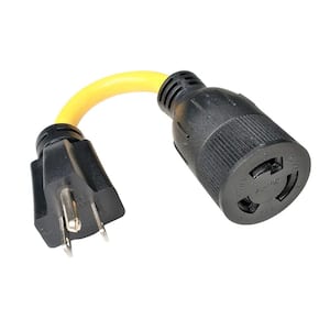 8 in. 12/3 3-Wire Household 15 Amp 125-Volt NEMA 5-15P to 20Amp Locking L6-20R Receptacle Adapter Cord
