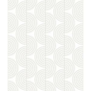 31.35 sq. ft. Lunar Rock and Metallic Pearl Zen Geo Vinyl Peel and Stick Wallpaper Roll