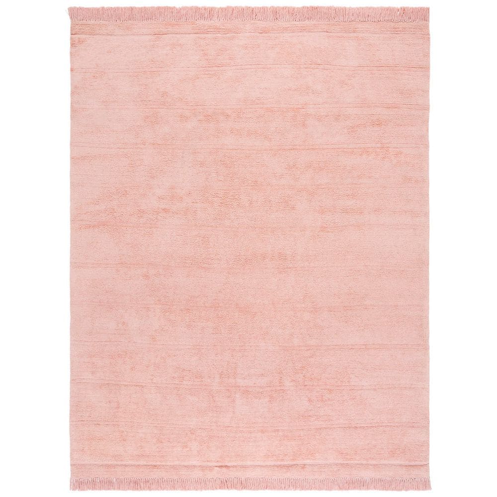 SAFAVIEH Easy Care 8 ft. x 10 ft. Pink Solid Striped Fringe Area Rug ...