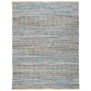 Cape Cod Natural/Blue 10 ft. x 14 ft. Distressed Striped Area Rug