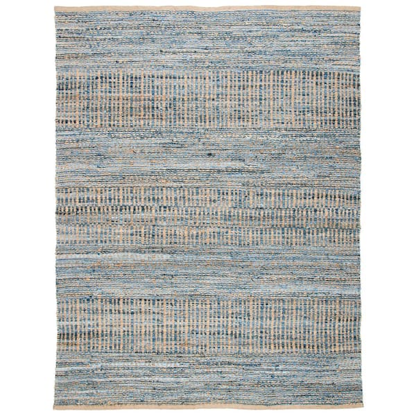 SAFAVIEH Cape Cod Natural/Blue 10 ft. x 14 ft. Distressed Striped Area Rug