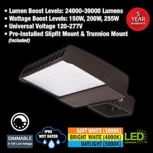 750-Watt Equivalent Bronze Integrated LED Flood Light Adjustable 20400-38250 Lumens and CCT with Photocell