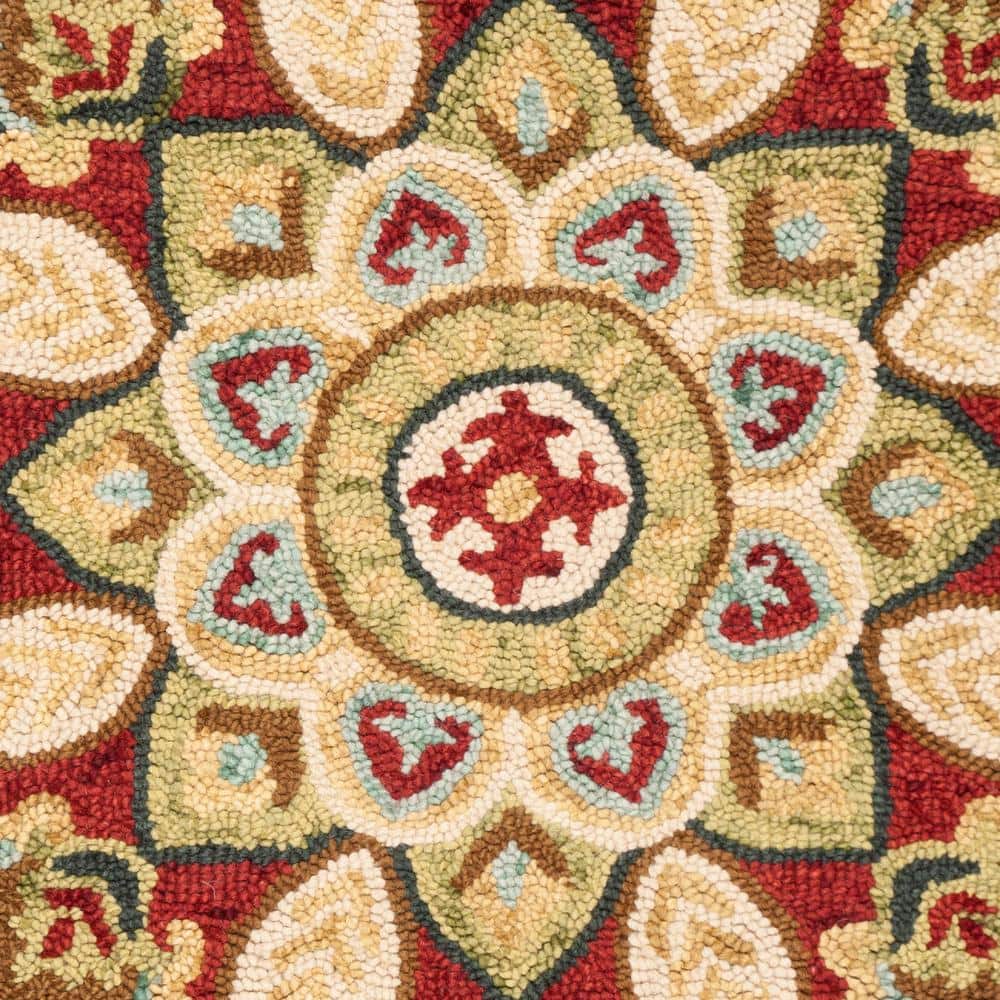 Handmade Red Wool Tufted Round Area Rug, 4' Diameter