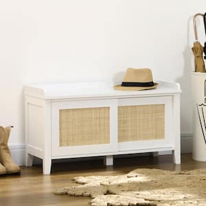 White Dining Bench with Storage 13.75 in.