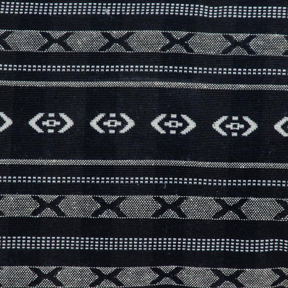 Raven Black and White Cotton Embroidered Throw Pillow