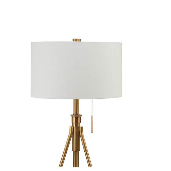 Jushua 32 in. H Brushed Gold Steel Tripod Legs Standard Floor Lamp