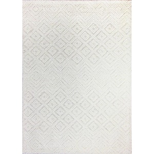 Verona White 3 ft. x 8 ft. (2'6" x 8') Geometric Transitional Runner