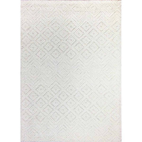 BASHIAN Verona White 3 ft. x 8 ft. (2'6" x 8') Geometric Transitional Runner