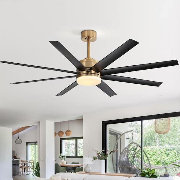 Sky Hog Howell 65 in. Indoor Integrated LED Matte Black Ceiling Fan with Glass Light Kit and Remote Control Included