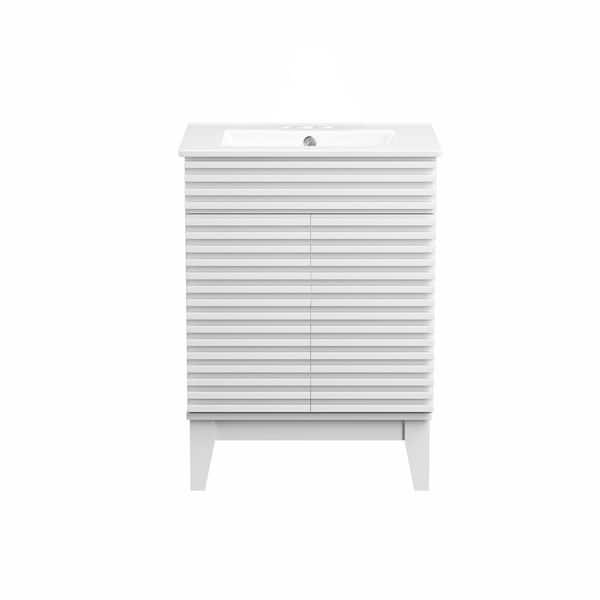 HOMEIBRO 24.0 in. Bath Vanity Cabinet without Top in Polar Yellow Unassembled