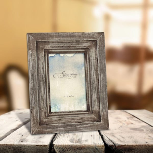 Stonebriar Collection 1-Opening 4 in. x 6 in. Brown Weathered Wood Picture Frame