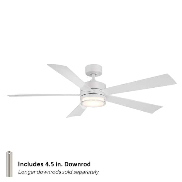 Wynd 60 in. Smart Indoor/Outdoor 5-Blade Ceiling Fan Matte White with 3000K LED and Remote Control